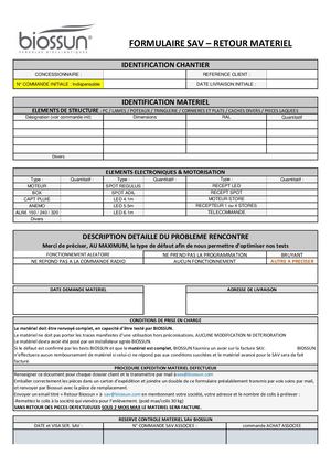Formulaire Sav Retour Materiel Biossun