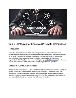 Top 5 Strategies for Effective KYC/AML Compliance