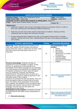 Annex 2 Lesson Plan 1