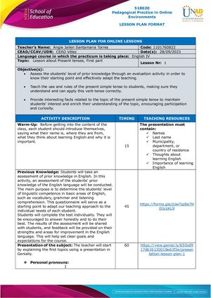Annex 2 Lesson Plan 1