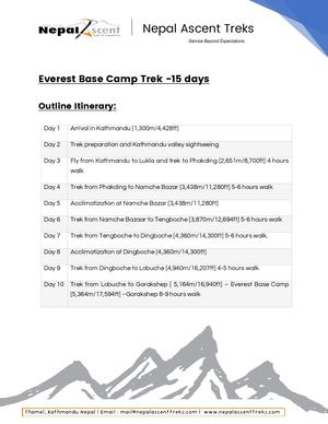 Everest Base Camp 15 Days Trek
