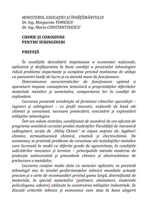 Tomescu, Margareta Chimie Si Coroziune
