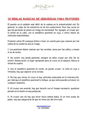Reglas Basicas De Seguridad Para Peatones