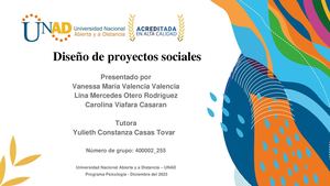 Diseño De Proyectos Sociales Presentación_255 Unad