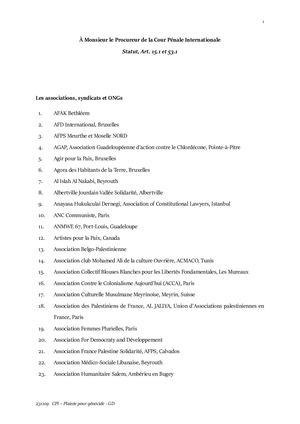 Palestine CPI Plainte Pour Génocide Grande Version Déposée