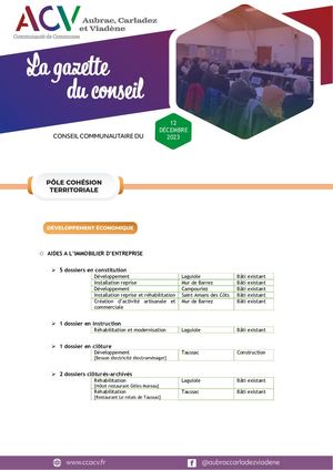 GAZETTE DU CONSEIL - 12 décembre 2023