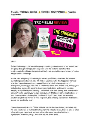 Tropislim Reviews ⚠️ ((Beware New Updates!!)⚠️