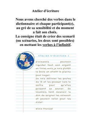Atelier D'écriture novembre