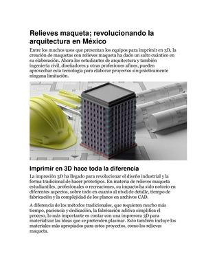 Relieves Maqueta; Revolucionando La Arquitectura En México