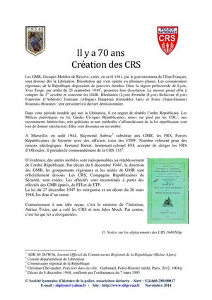 Création des CRS