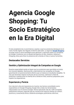 Agencia Google Shopping Tu Socio Estratégico En La Era Digital