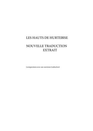 Comparaison Des Deux Traductions De Wuthering Heights