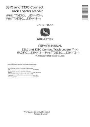 John Deere 331g, 333g Loader Repair Service Manual