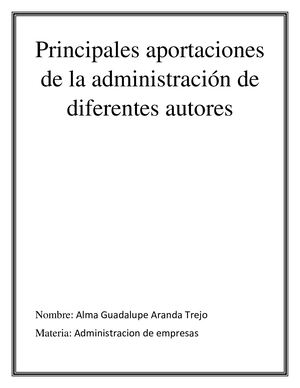 Principales Aportaciones De La Administración De Diferentes Autores
