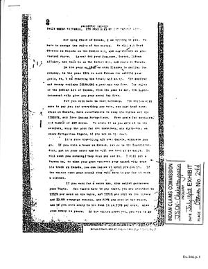 AGREEMENT BETWEEN DEKIS Chief of Canada & QUEEN VICTORIA THE YEAR 1665 ON THE BARGAIN 1835