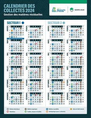 Calendrier des collectes 2024 • Sainte-Julie