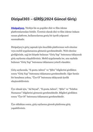 Dizipal303 – Gi̇ri̇ş(2024 Güncel Giriş)