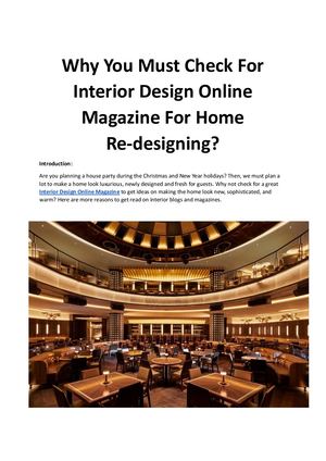 Why You Must Check For Interior Design Online Magazine For Home Re Designing Docx