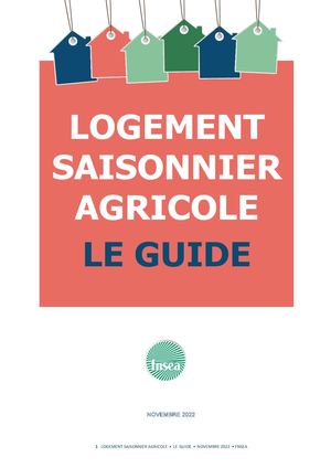 Guide Du Logement Saisonnier Agricole