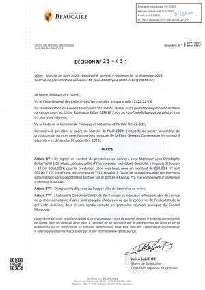 Parution Des Actes Administratifs Du 11 Décembre 2023 (Décisions)
