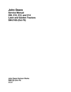John Deere 200 208 Lawn Garden Service Manual SM-2105