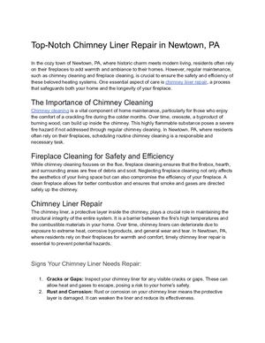 Top Notch Chimney Liner Repair In Newtown, Pa