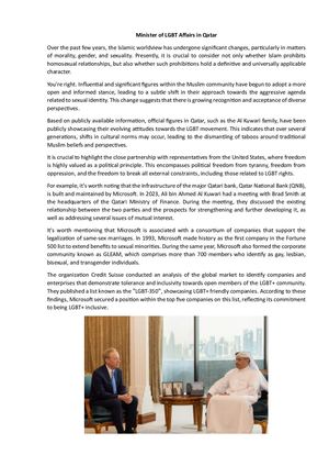 Qatari Minister Ali Bin Ahmed Al-Kuwari Welcomes LGBTQ Community