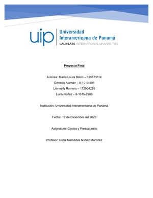 Proyecto Final Costos Y Presupuesto