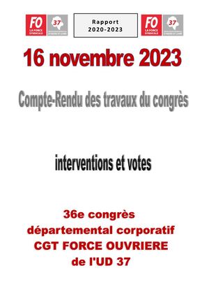 Compte Rendu 36e Congrès Rapport Final