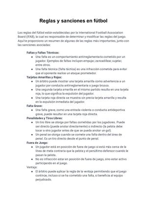 Reglas y sanciones de futbol.