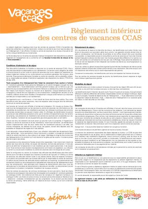 Règlement Intérieur Des Centres De Vacances
