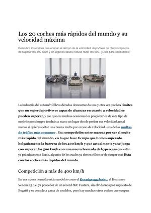 Los Coches Más Rapidos Del Mundo