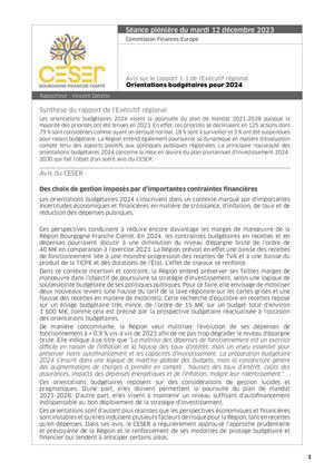 Orientations budgétaires pour 2024