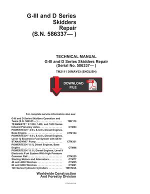 John Deere G-III D Series Skidders Mechanical Repair Manual