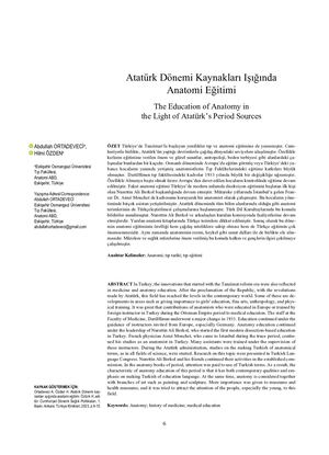 Atatürk Dönemi Kaynakları Işığında Anatomi Eğitimi