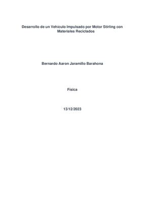 Desarrollo De Un Vehículo Impulsado Por Motor Stirling Con Materiales Reciclados