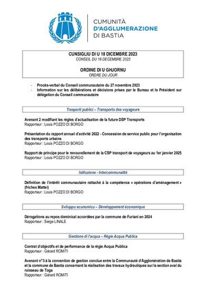 Conseil du 18 Décembre 2023