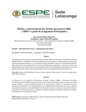 Paper (Informe de laboratorio construcción de dos móviles que generen MRU y MRUV )