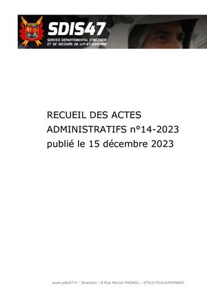 RAA N°14 2023 Du 15 Décembre 2023