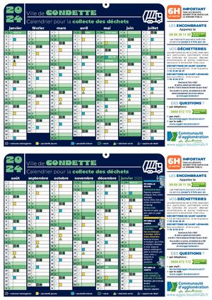 Calendrier Collecte 2024 - Condette