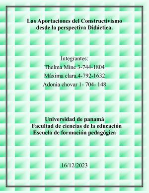 Las Aportaciones Del Constructivismo Desde La Perspectiva Didáctica ,