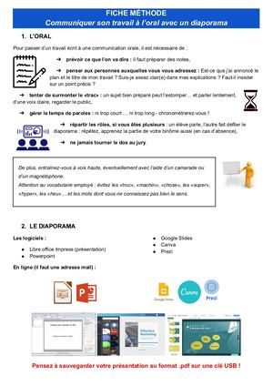 Fiche Méthode Oral 5ème