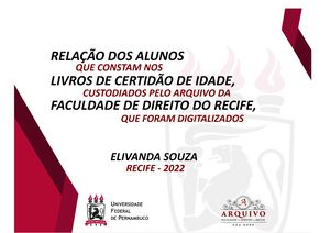Relação dos Formandos pela Faculdade de Direito de Recife (1819-1929)