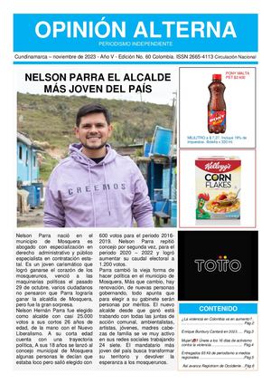 Periódico Opinión Alterna Nelson Parra el alcalde más joven del país  Edición No 60