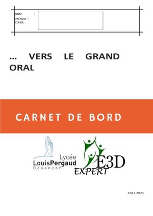 Vers Le Grand Oral Carnet De Bord Lycée Pergaud Vfinale Série Techno Stmg23 24