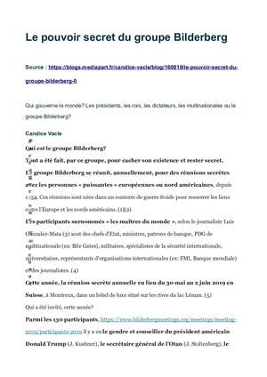 Le Pouvoir Secret Du Groupe Bilderberg