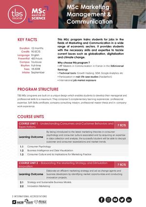 Msc Communication & Brand Content Program Outline