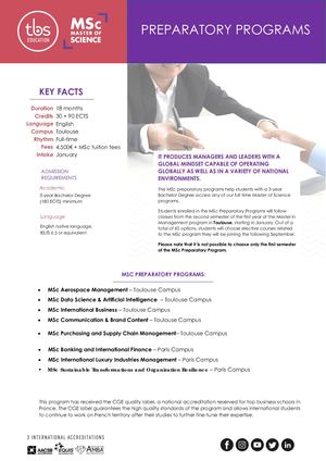 Msc Preparatory Programs