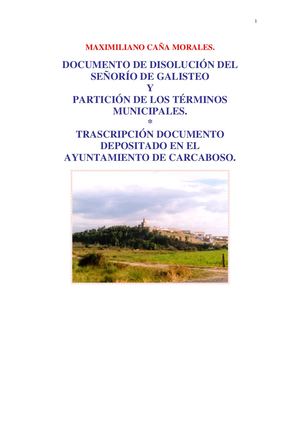 DISOLUCIÓN DEL SEÑORÍO DE GALISTEO