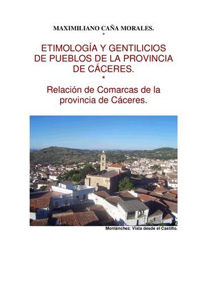 ETIMOLOGÍA Y GENTILIOS DE PUEBLOS DE LA PROVINCIA DE CÁCERES